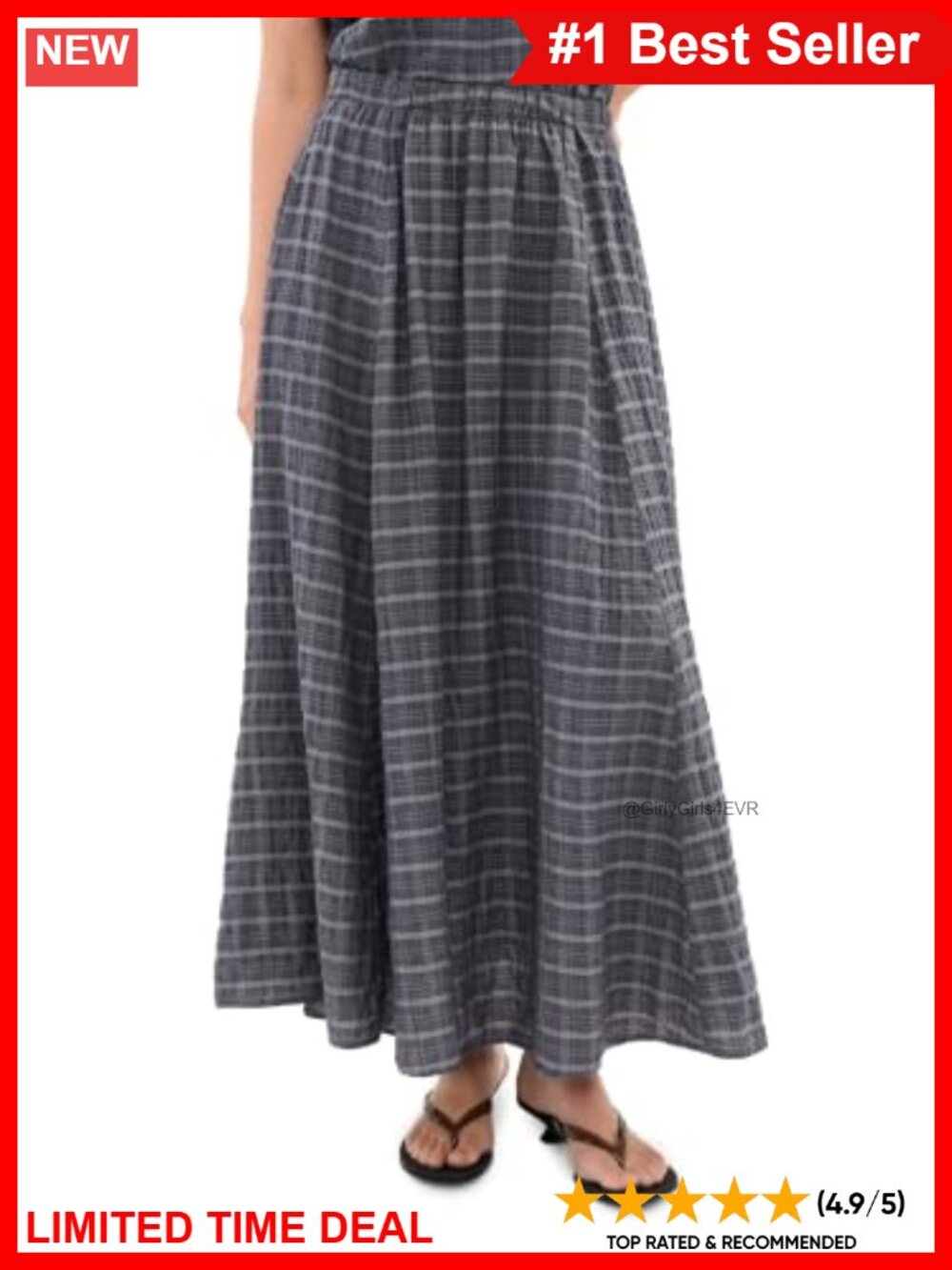 LE BOP Martha Checked High Rise Wear to Work Skirt Lightweight